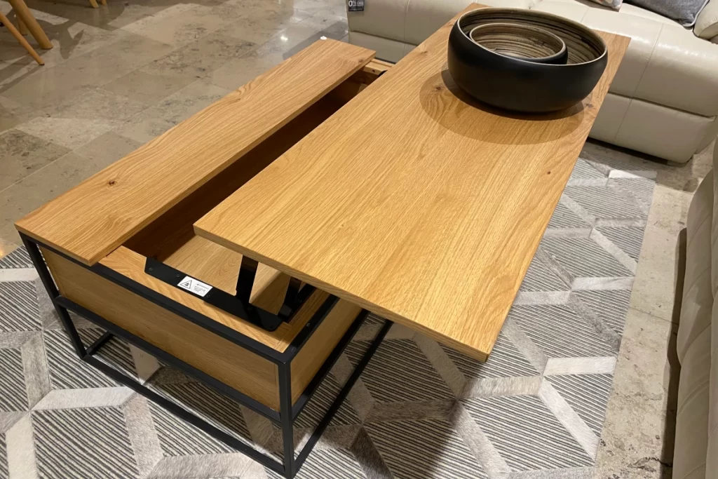 Wooden Lift-Top Coffee Table Opened