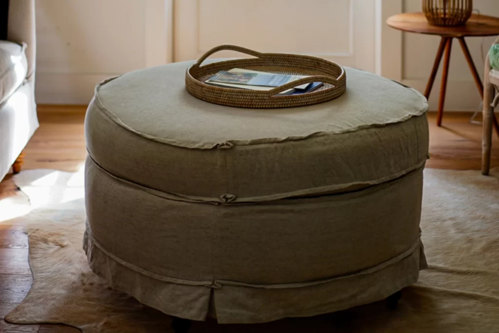 grey ottoman round