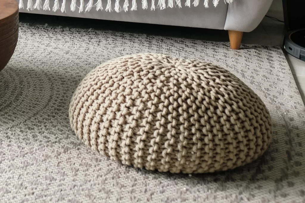 grey pouf oval shape